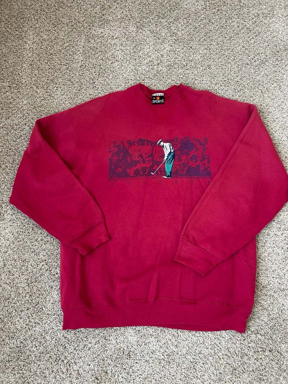 Vintage 90s Signal Sports Golfing Sweatshirt, Maroon, XXL, Golfer Swinging Graph